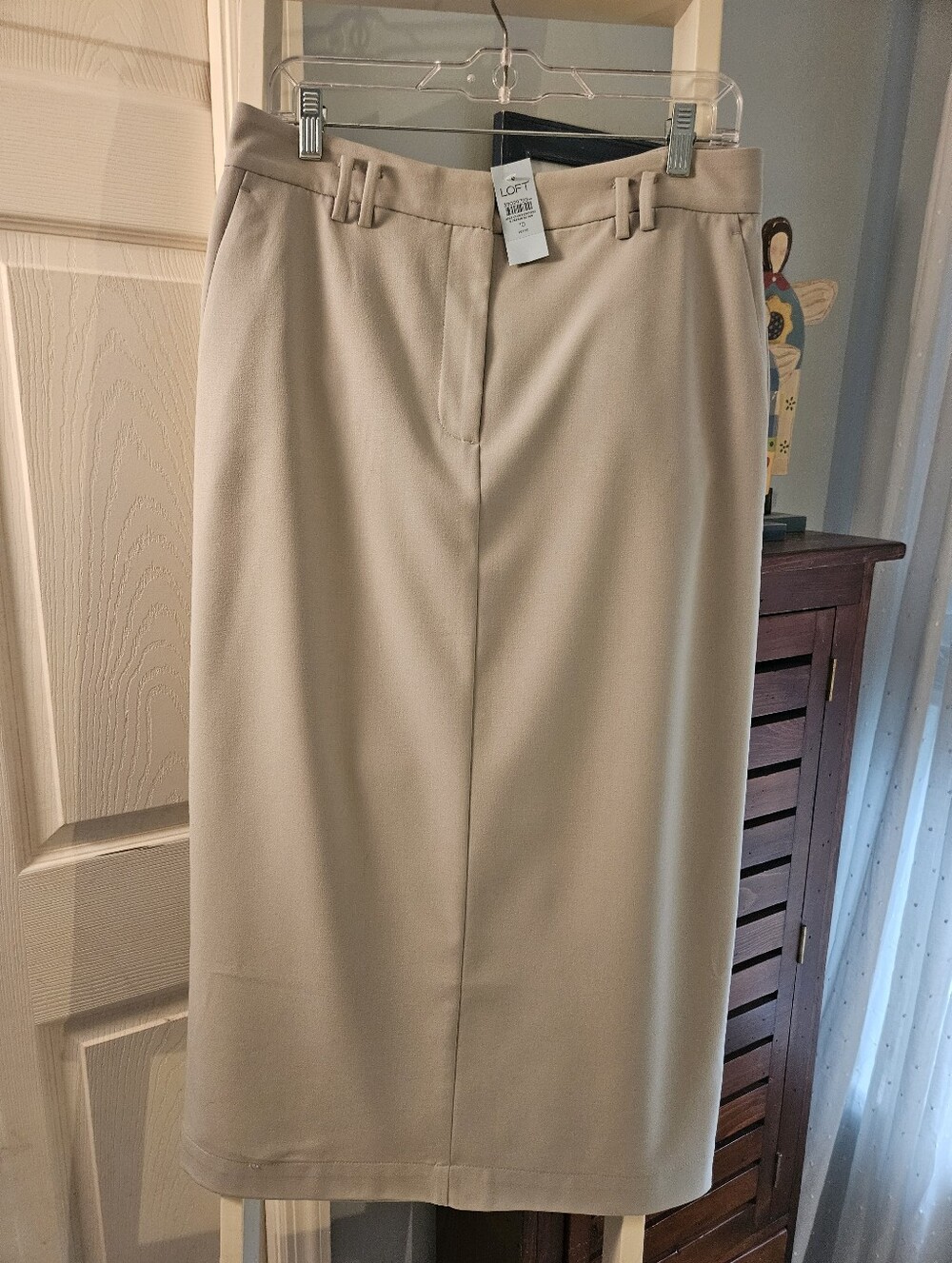 LOFT Beige Knee-Length Pencil Skirt